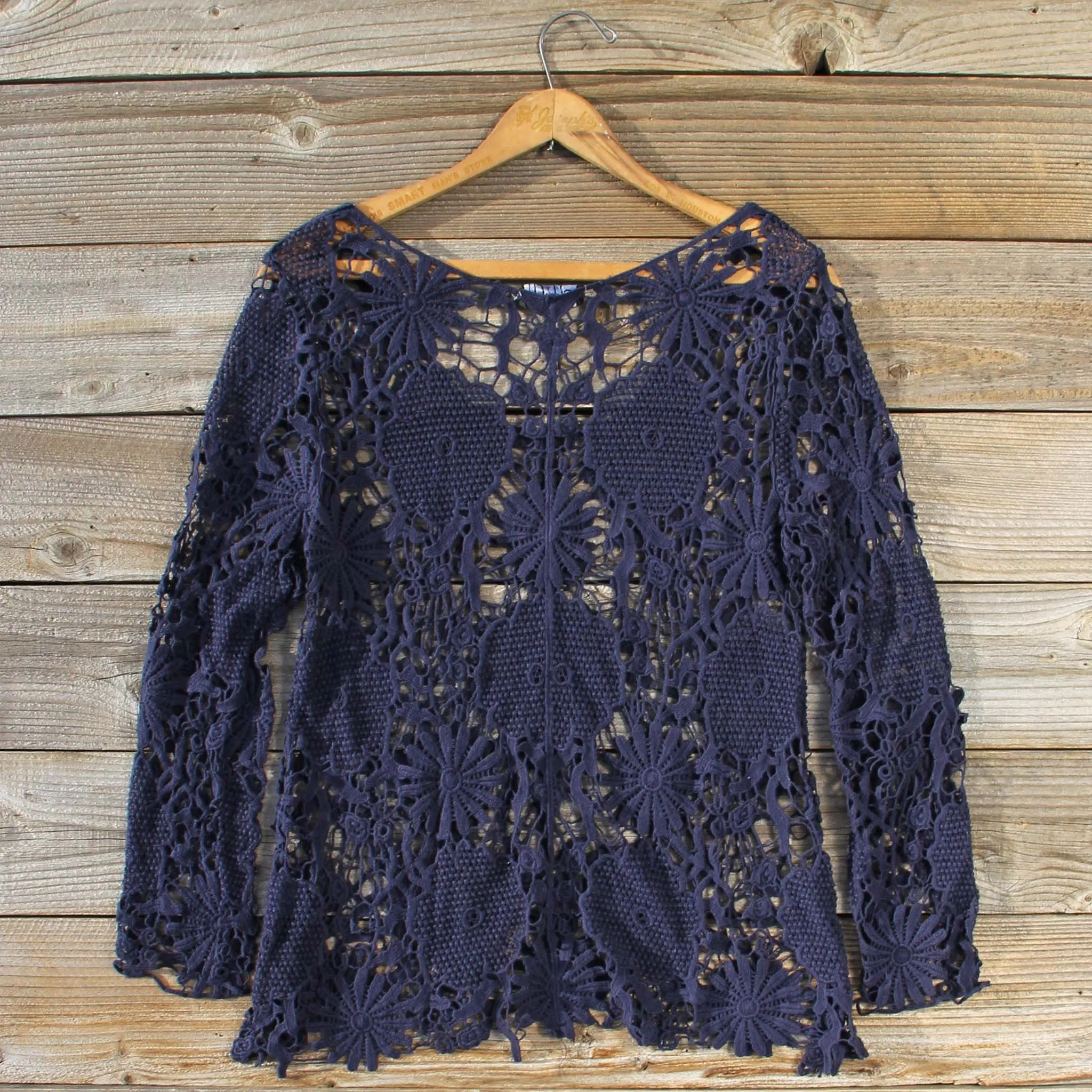 Winterly Lace Blouse in Navy