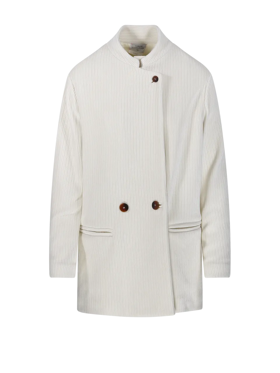 WOMAN FORTE FORTE WHITE POLYESTER KNITTED CORDUROY COAT