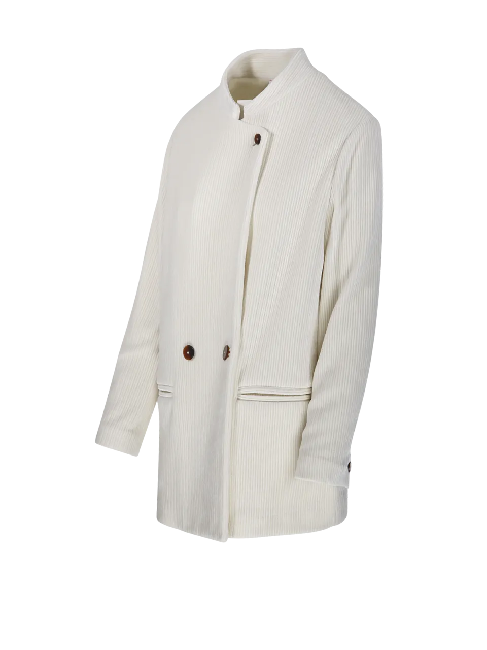 WOMAN FORTE FORTE WHITE POLYESTER KNITTED CORDUROY COAT