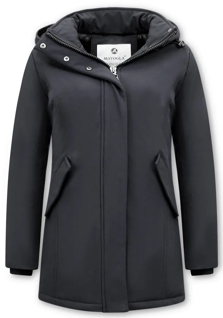 Women Winter Coat Plain Black |