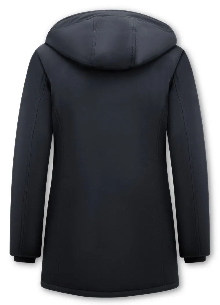 Women Winter Coat Plain Black |