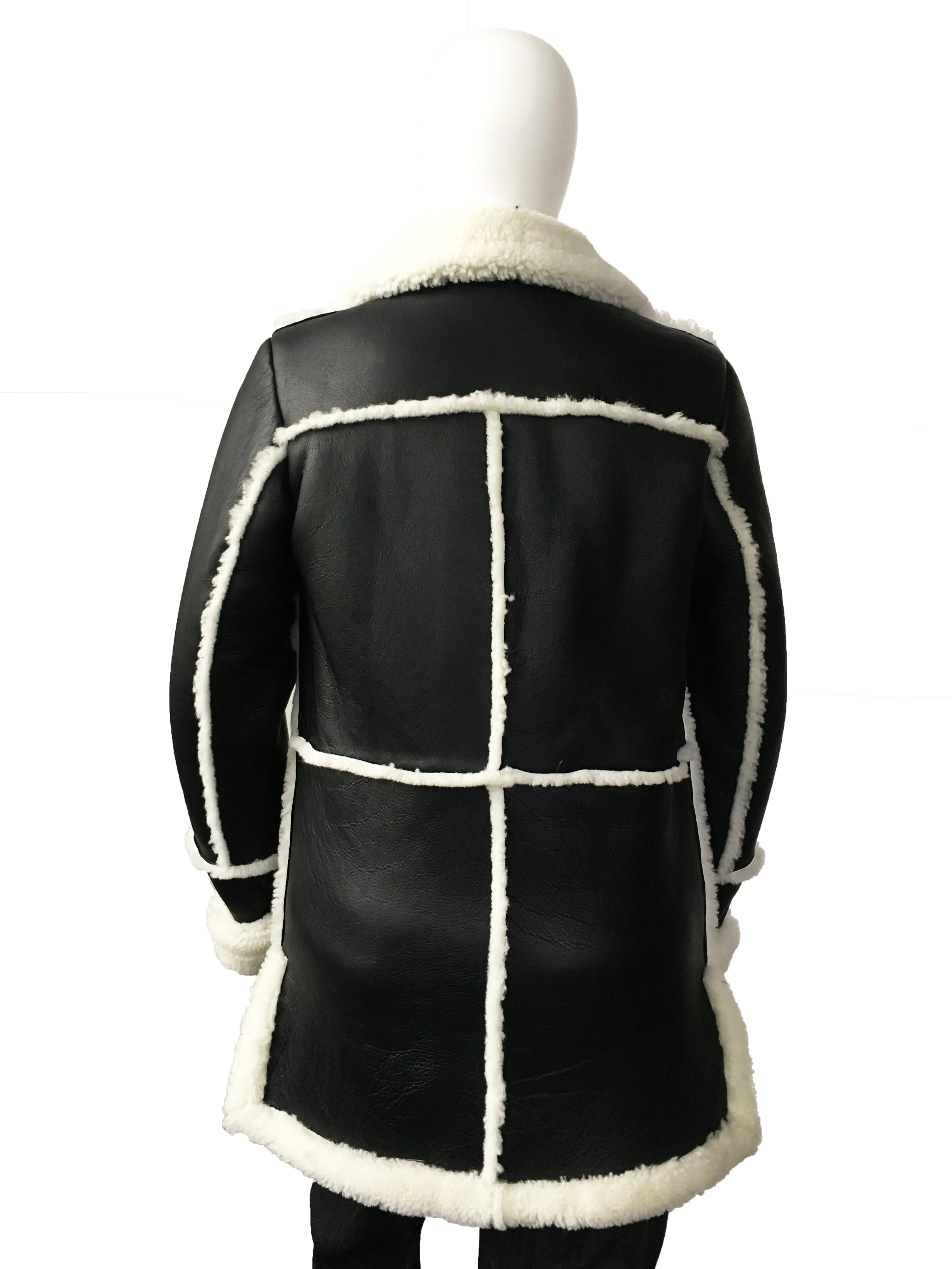 Women's Sheepskin Shearling Lambs Fur Leather Marlboro Coat Style #1030