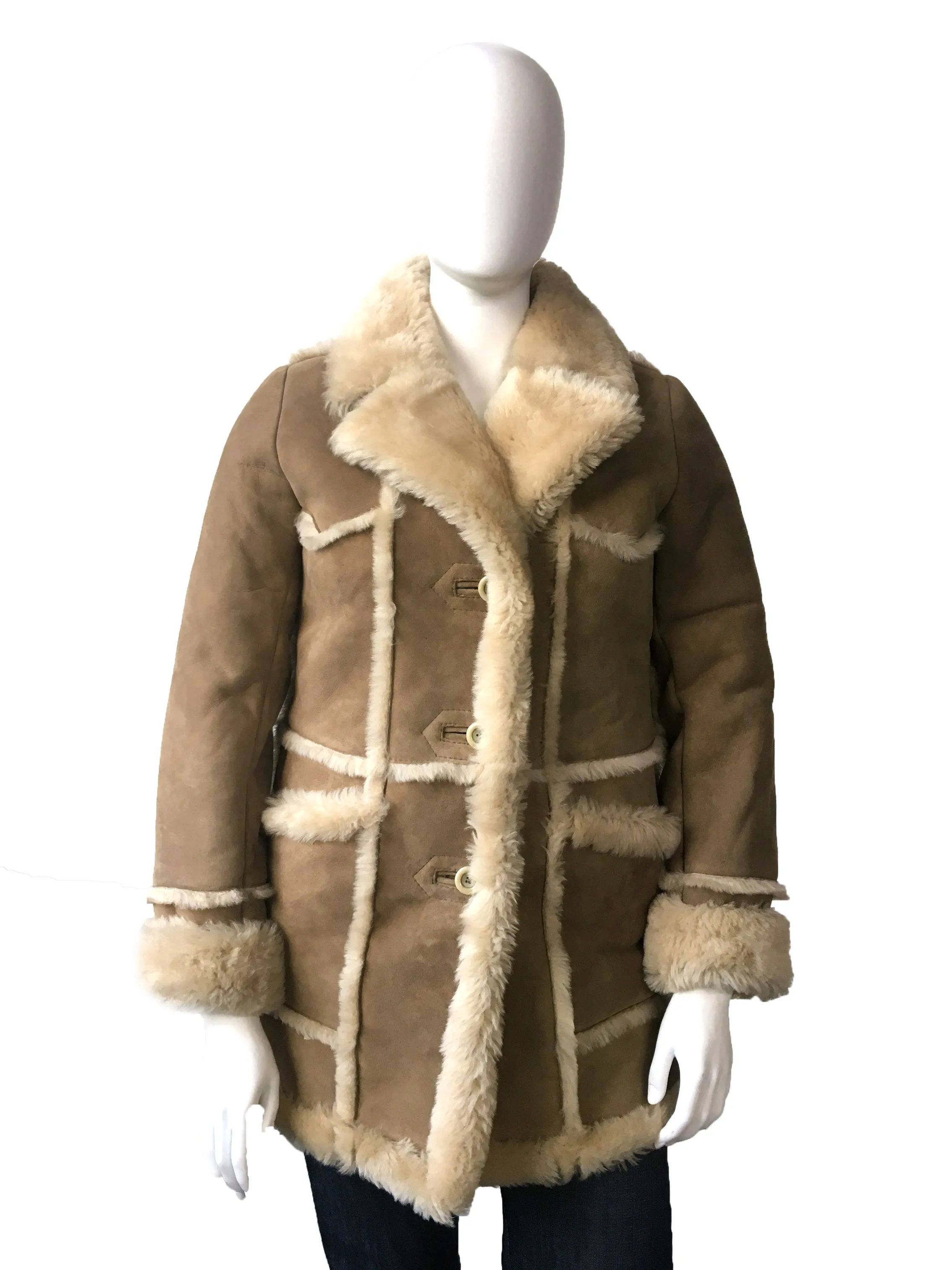 Women's Sheepskin Shearling Lambs Fur Leather Marlboro Coat Style #1030