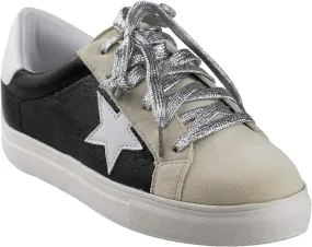 Women's Sneaker Flats Fashion Sneaker Glitter Metallic Lace Up